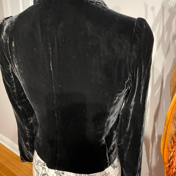 Silk Velvet Vintage Fit Flare Blazer 2-eye Crystal Winter Fall Autumn Work Rave - Picture 6 of 8
